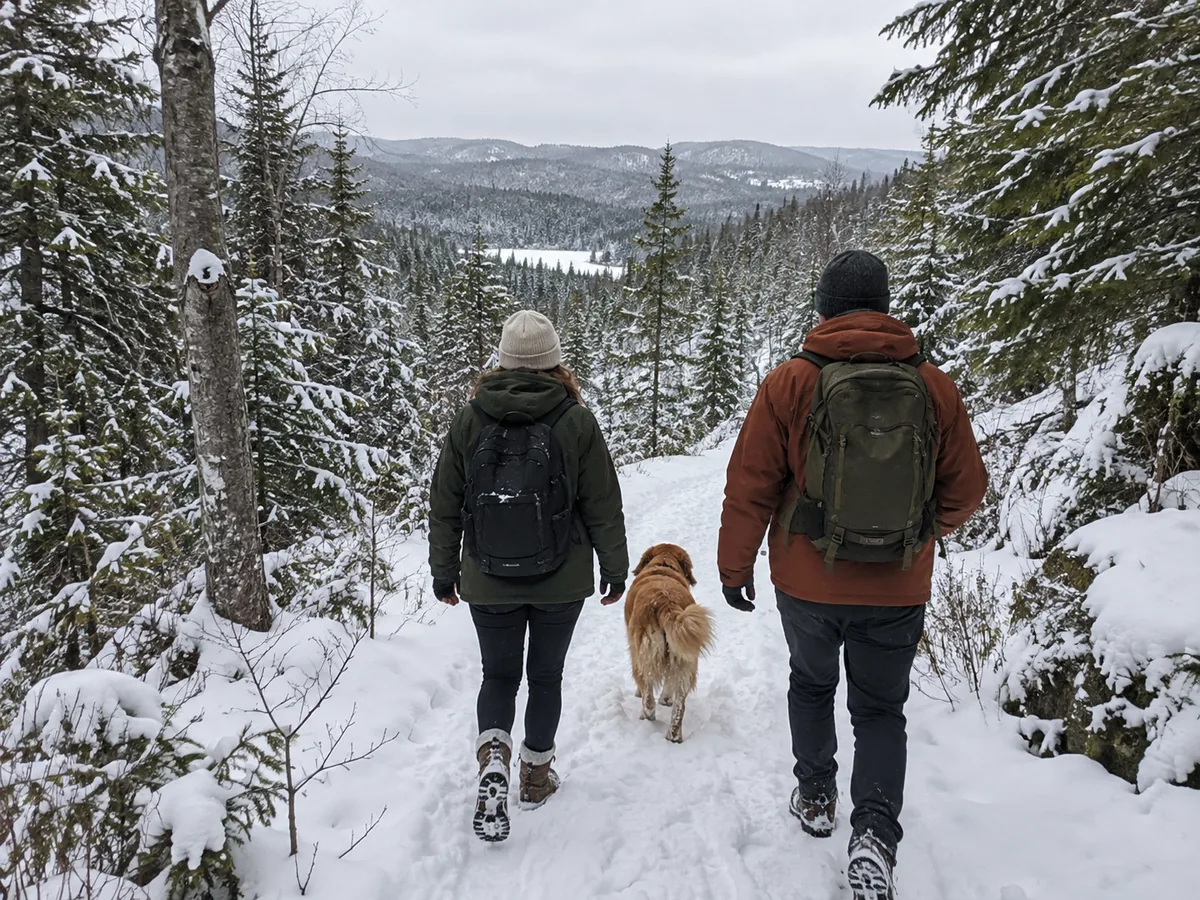 Hiker walking along a forest trail